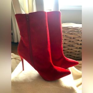 New. Red SUEDE ankle boots.